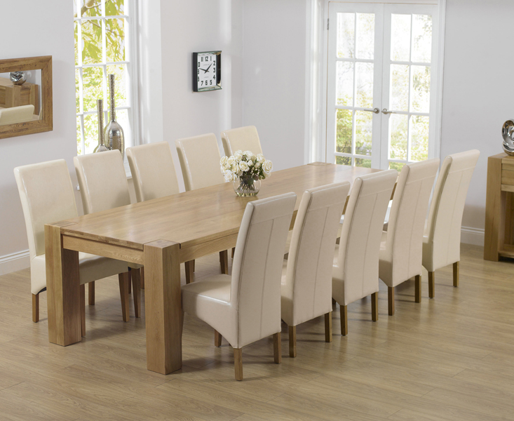 Thames 300cm Oak Dining Table With 10 Grey Cannes Chairs