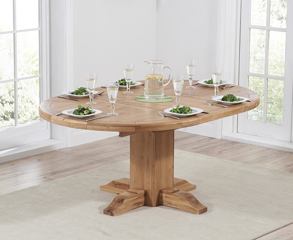 Product photograph of Torino Oak Extending Pedestal Dining Table from Oak Furniture Superstore