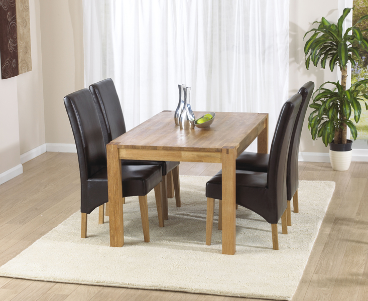 Product photograph of Verona 120cm Solid Oak Dining Table With 4 Grey Cannes Chairs from Oak Furniture Superstore