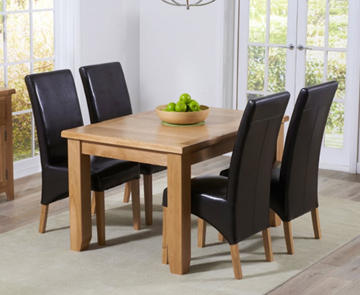 Yateley 130cm Oak Extending Dining Table With 6 Grey Cannes Chairs