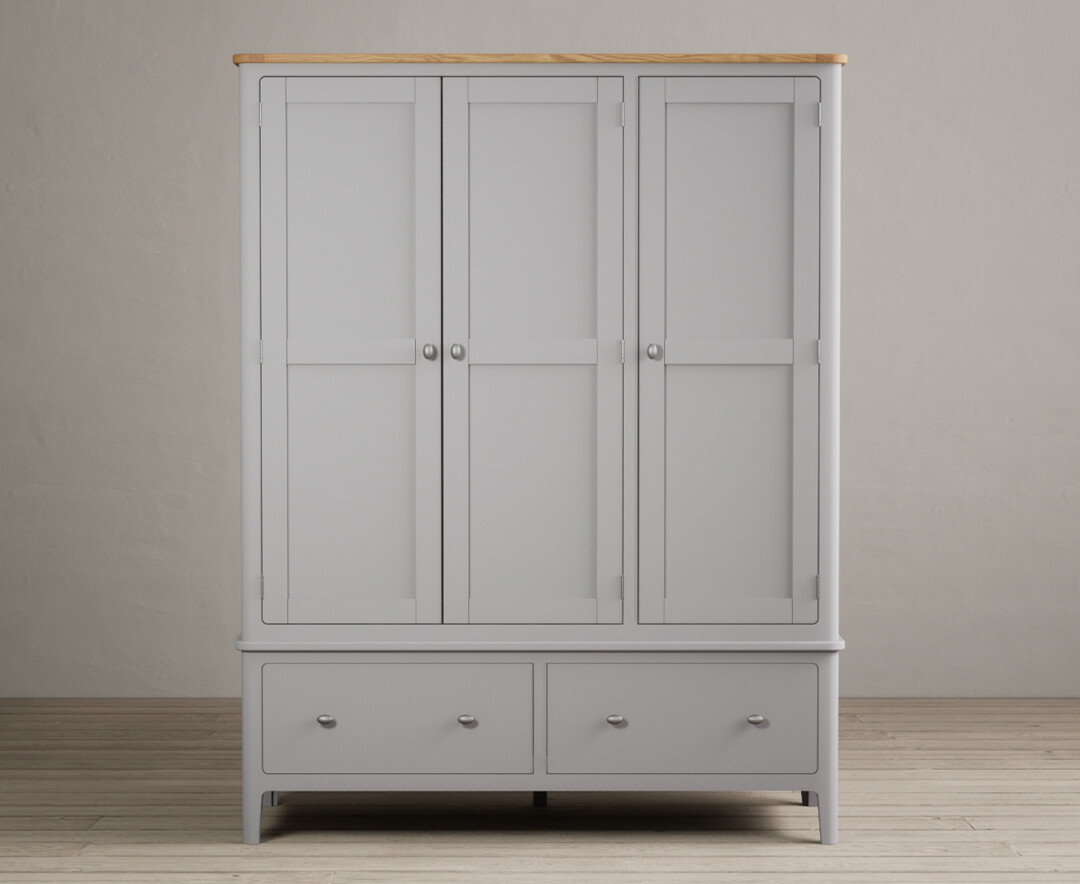 Loxton Oak And Light Grey Painted Triple Wardrobe