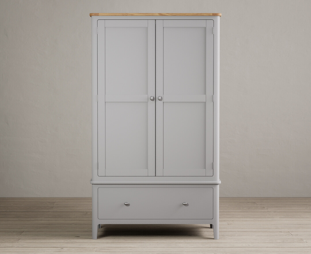 Loxton Oak And Light Grey Painted Double Wardrobe