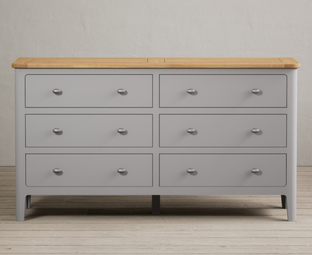 Loxton Oak And Light Grey Painted Wide Chest Of Drawers