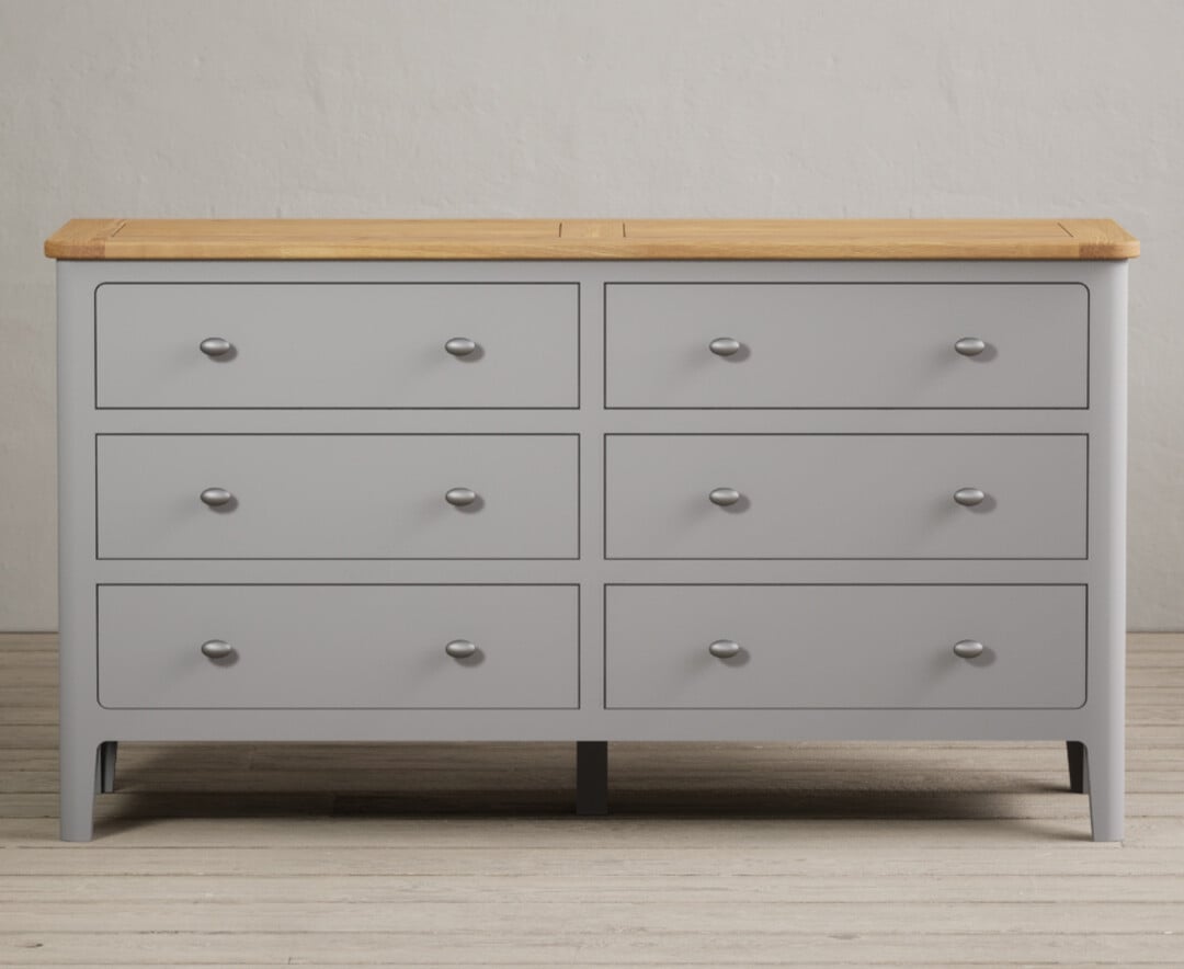 Loxton Oak And Light Grey Painted Wide Chest Of Drawers