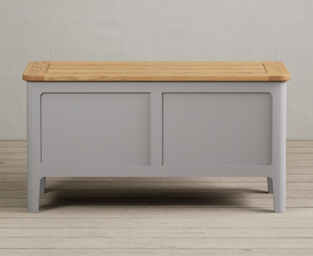 Product photograph of Loxton Oak And Light Grey Painted Blanket Box from Oak Furniture Superstore