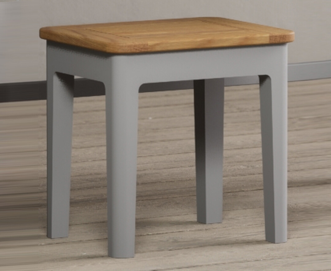 Product photograph of Loxton Oak And Light Grey Painted Dressing Table Stool from Oak Furniture Superstore.