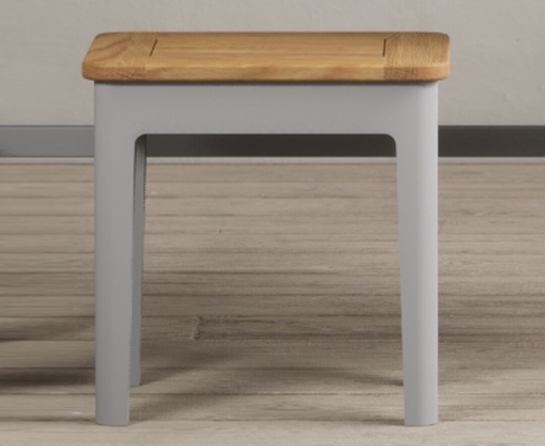 Product photograph of Loxton Oak And Light Grey Painted Dressing Table Stool from Oak Furniture Superstore