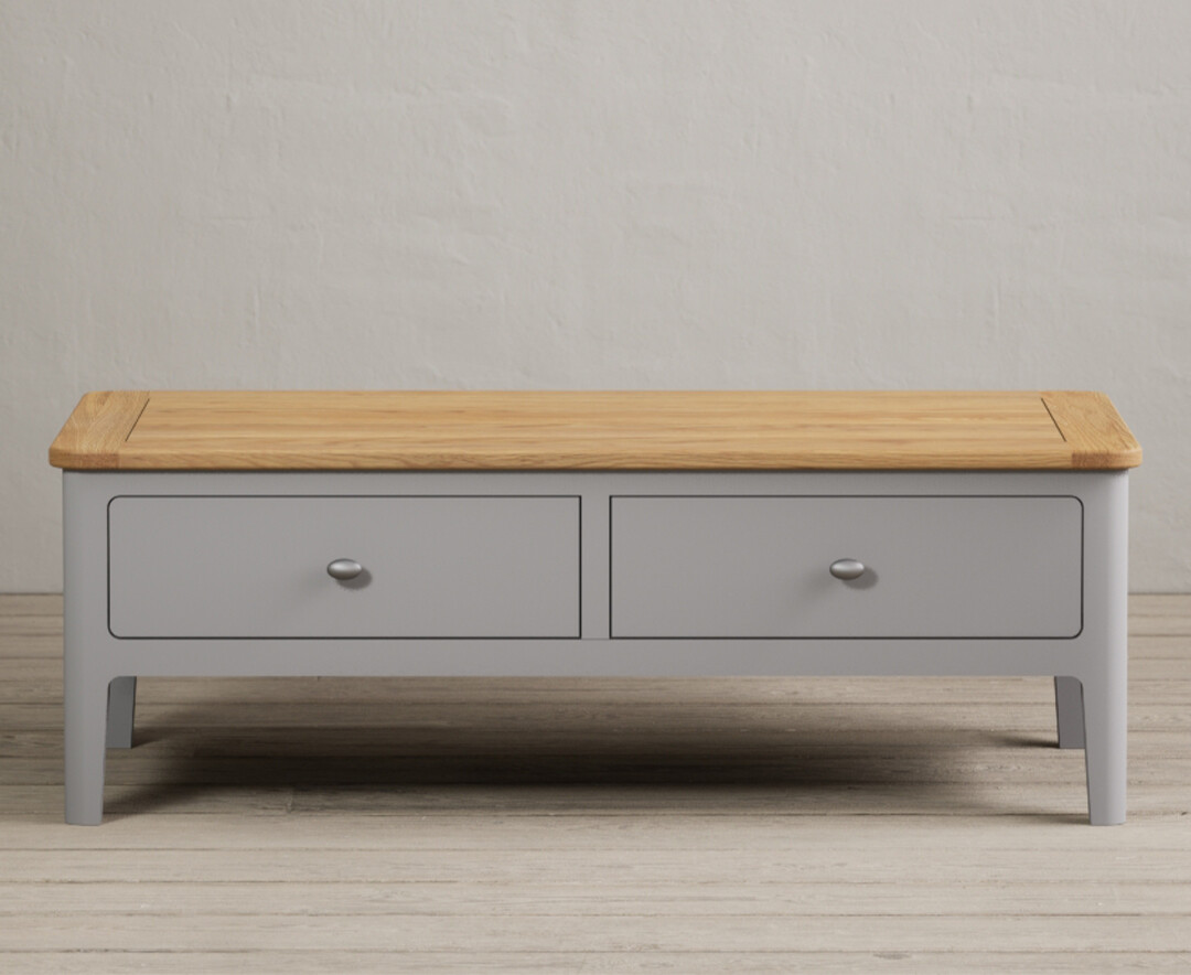 Loxton Oak And Light Grey Painted 4 Drawer Coffee Table
