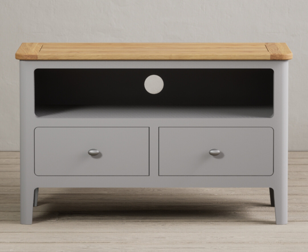 Loxton Oak And Light Grey Painted Small Tv Cabinet