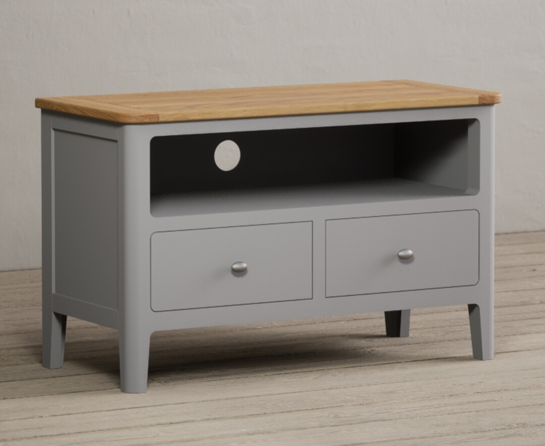 Photo 1 of Loxton oak and light grey painted small tv cabinet