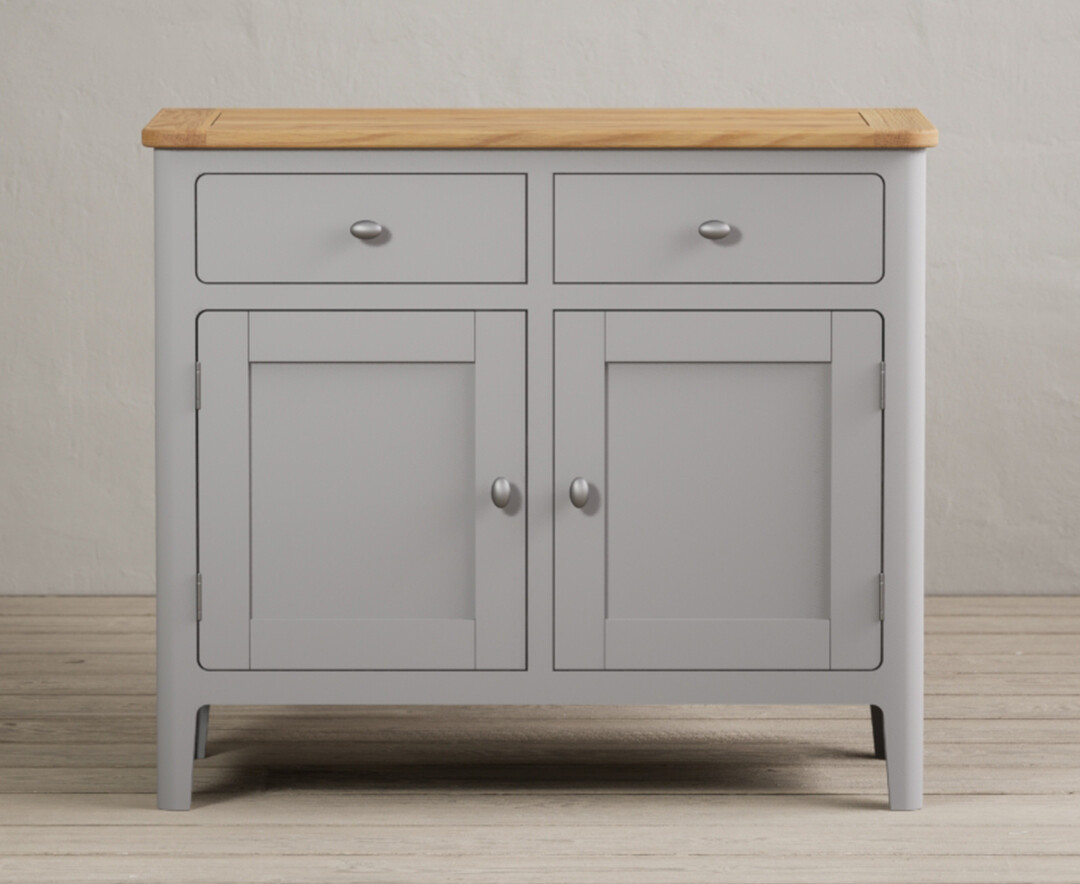 Product photograph of Loxton Oak And Light Grey Painted Small Sideboard from Oak Furniture Superstore