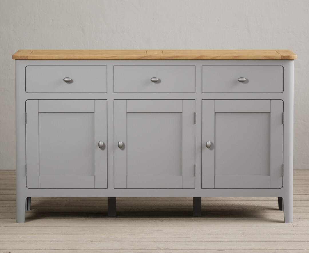 Product photograph of Loxton Oak And Light Grey Painted Large Sideboard from Oak Furniture Superstore