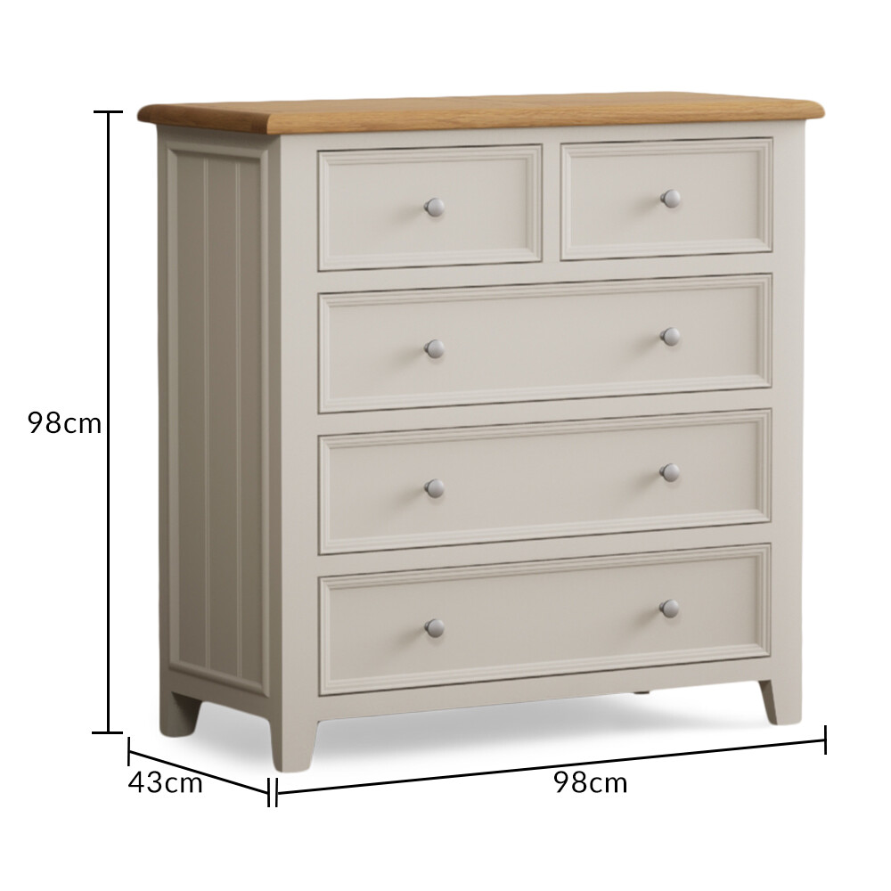 Weymouth Oak And Soft White Painted 2 Over 3 Chest Of Drawers