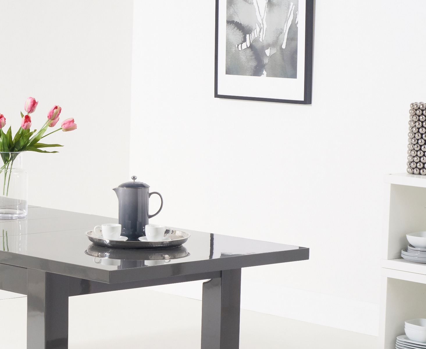 Photo 3 of Extending seattle 160cm dark grey high gloss dining table