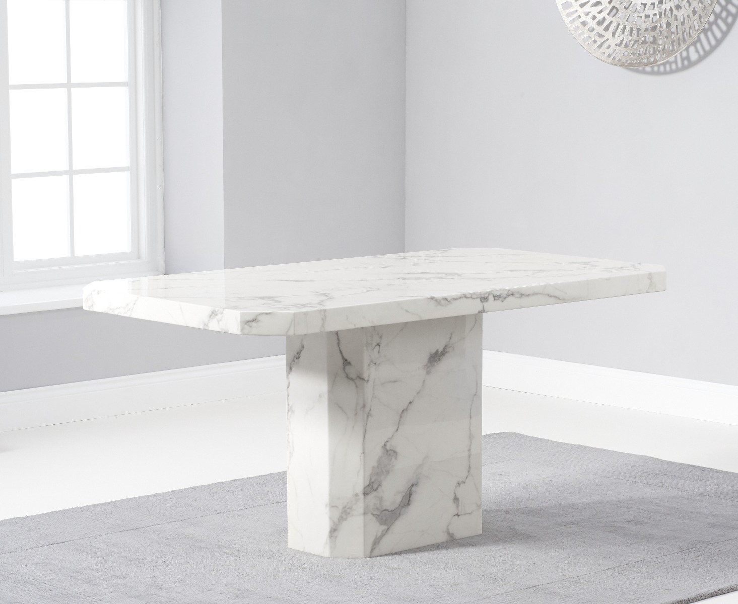 Product photograph of Belle 160cm Marble White Dining Table from Oak Furniture Superstore.