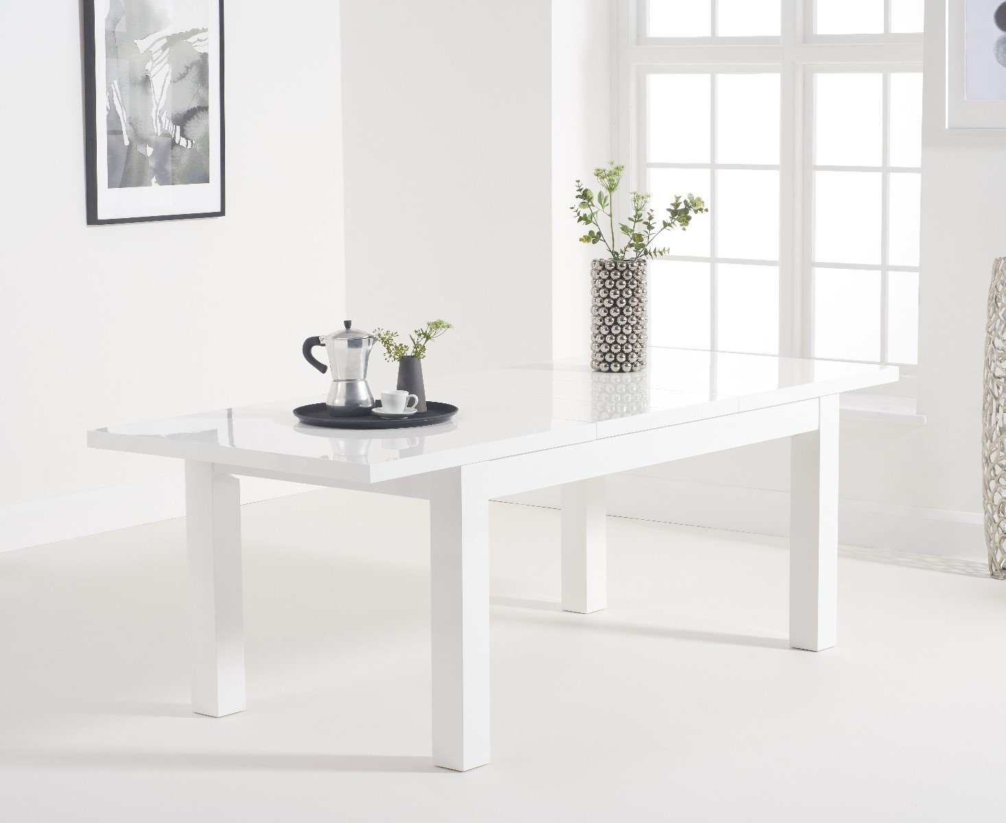 White gloss square online extending dining table