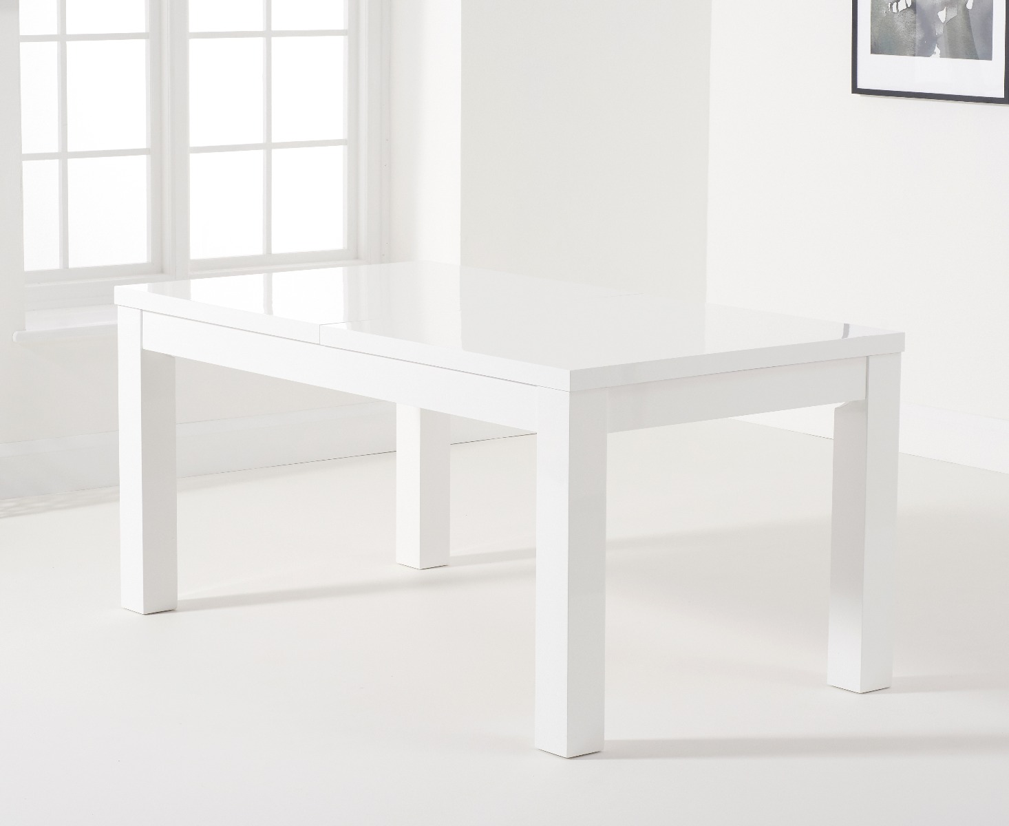Photo 3 of Atlanta white gloss 160-220cm extending dining table with 4 black vigo chairs