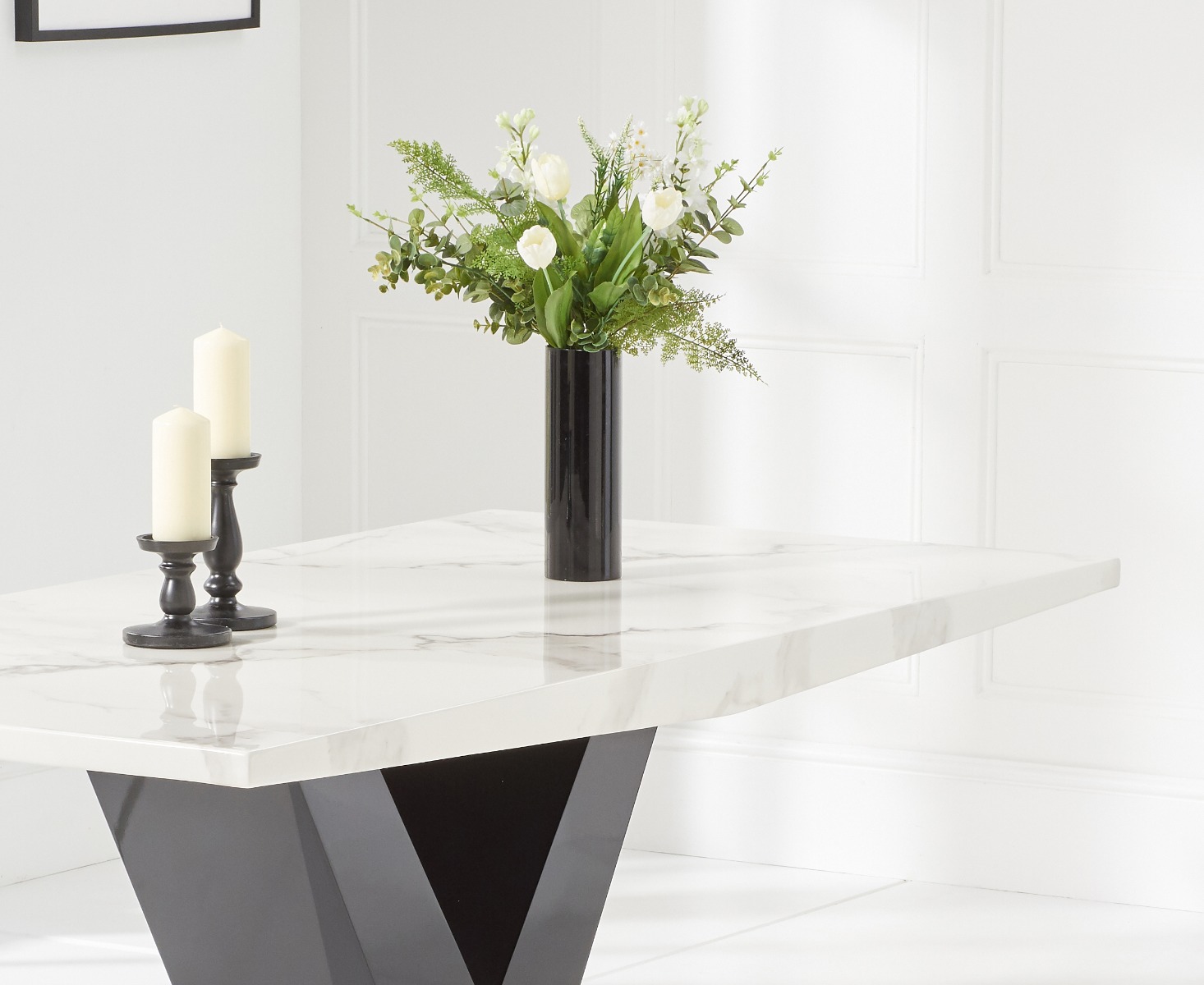 Photo 2 of Verbier 200cm white v pedestal marble dining table