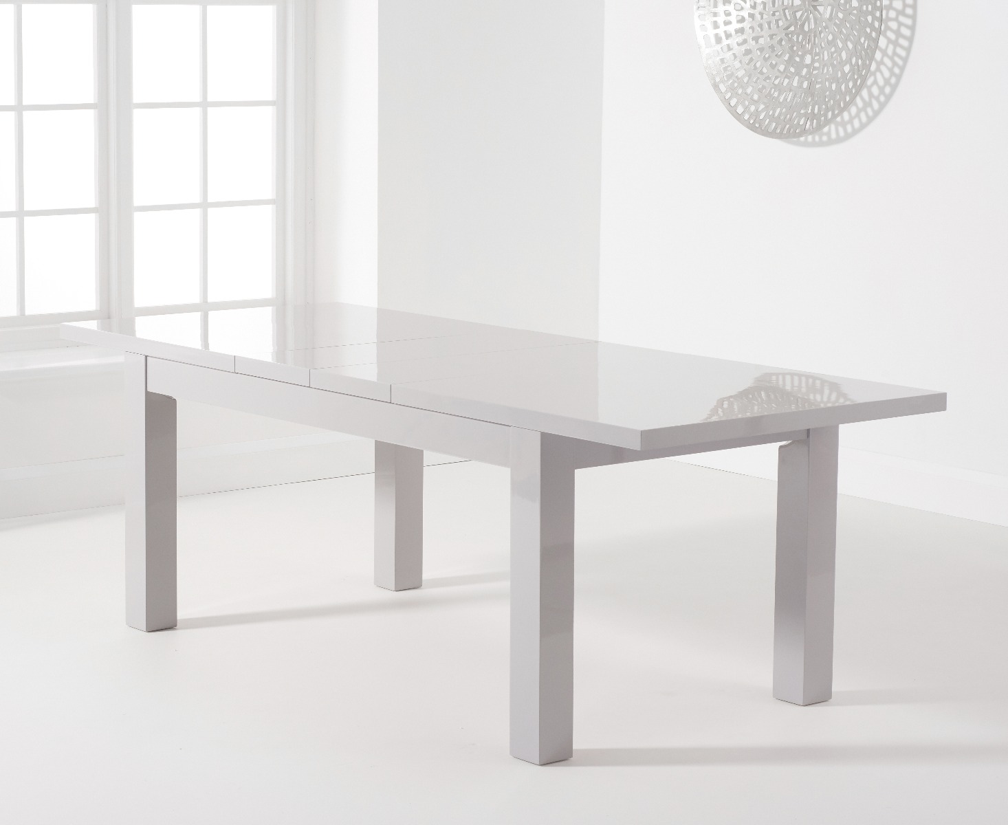 Photo 2 of Extending atlanta 160cm light grey high gloss dining table