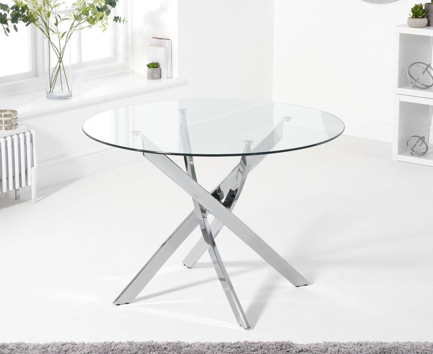 Photo 2 of Denver 110cm glass dining table with 4 grey enzo velvet chairs
