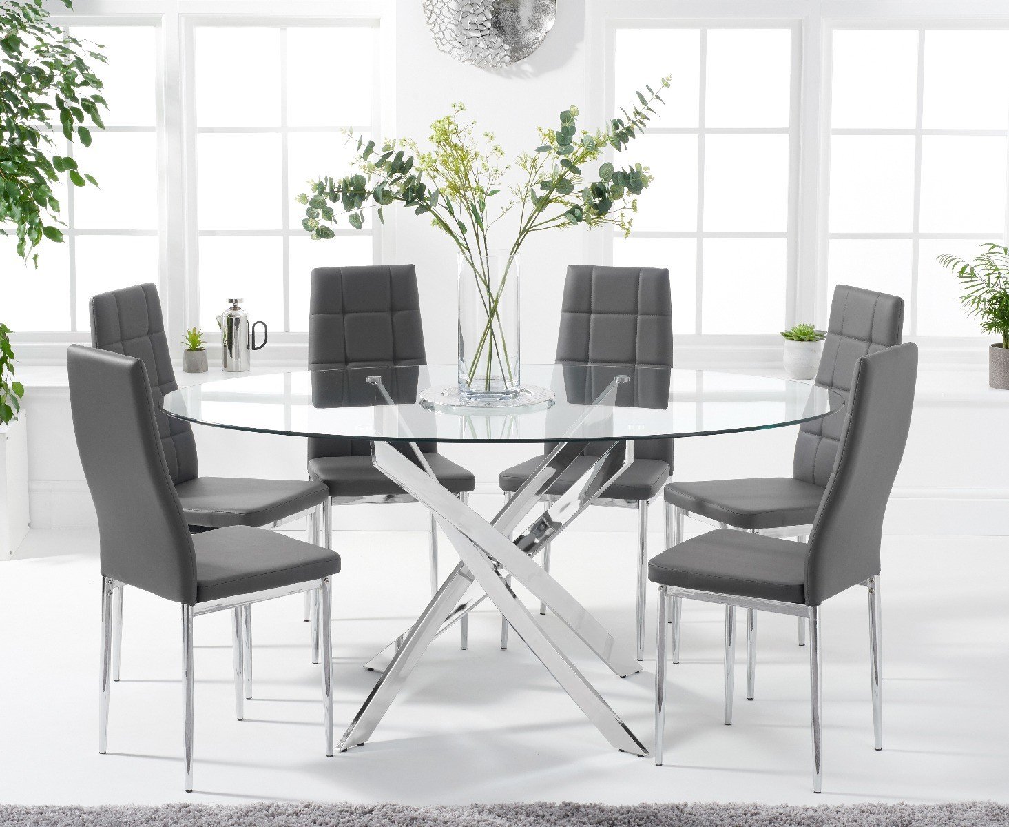 Oval glass dining table for 2025 6
