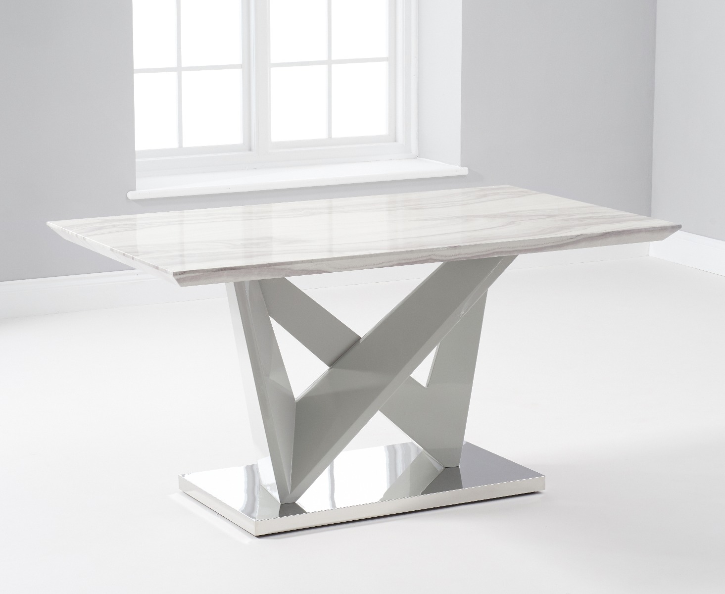 Photo 1 of Reims 150cm marble effect carrera light grey dining table