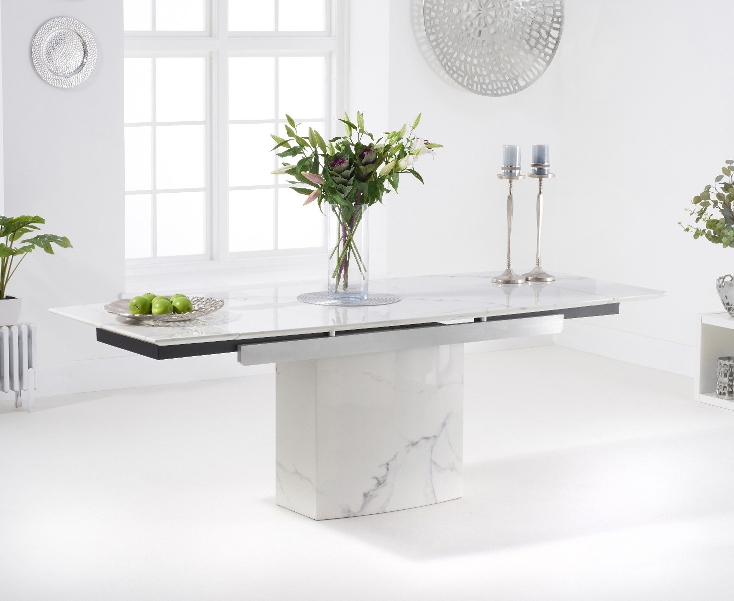 Product photograph of Extending Metropolis 160cm White Marble Dining Table from Oak Furniture Superstore