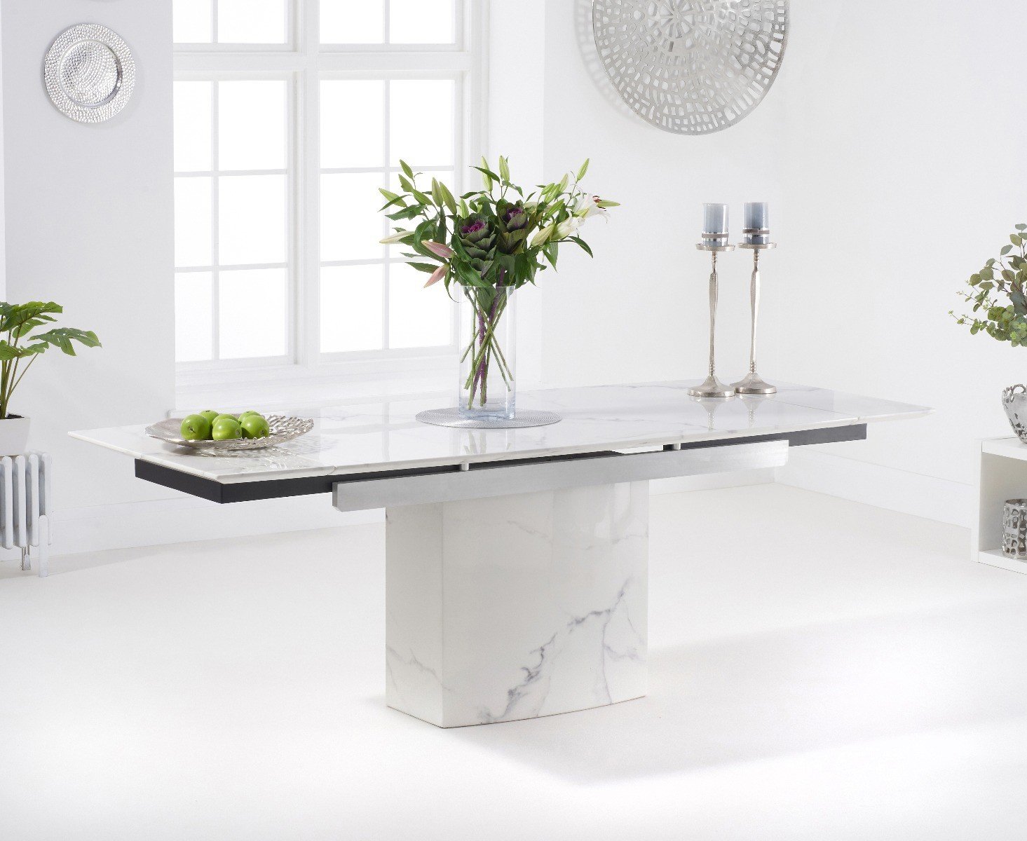 Metropolis 160cm White Extending Marble Dining Table