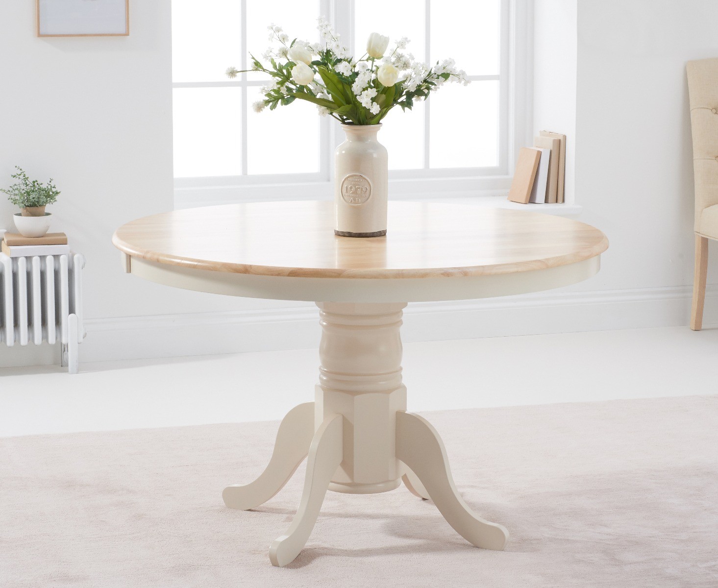 Product photograph of Epsom Cream Painted Dining Table from Oak Furniture Superstore