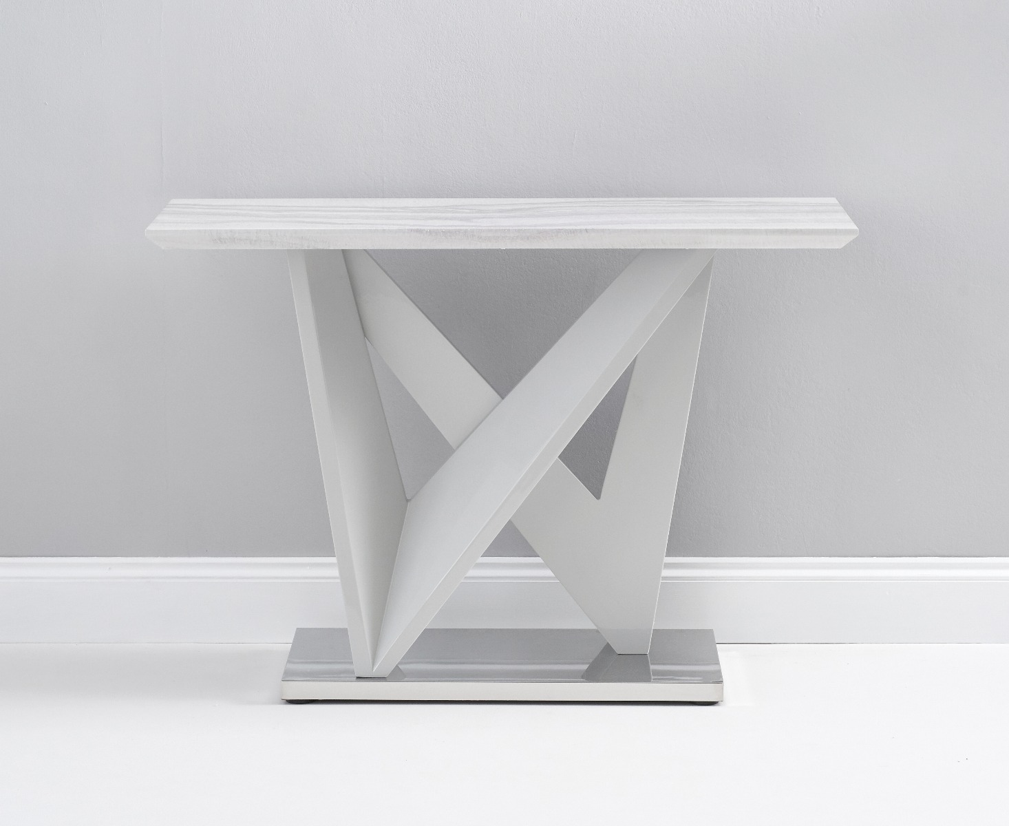 Photo 2 of Reims marble effect carrera light grey console table