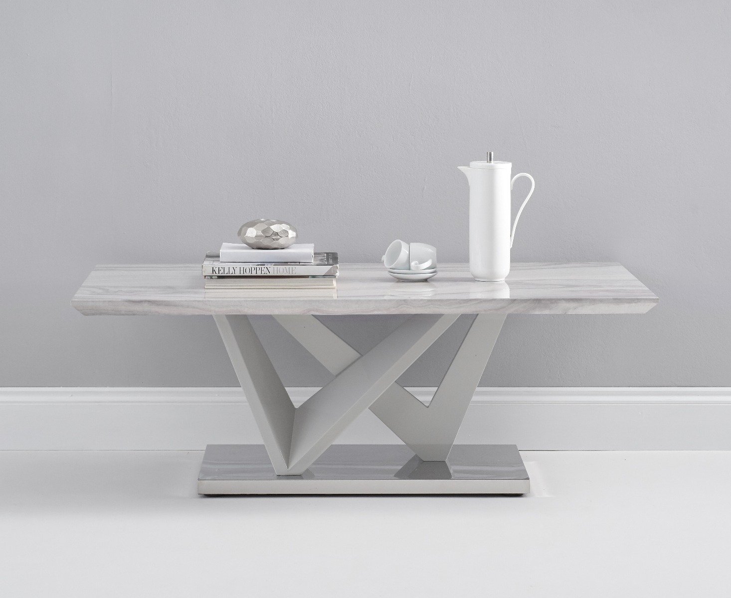 Marcella High Gloss Grey Marble Effect Coffee Table