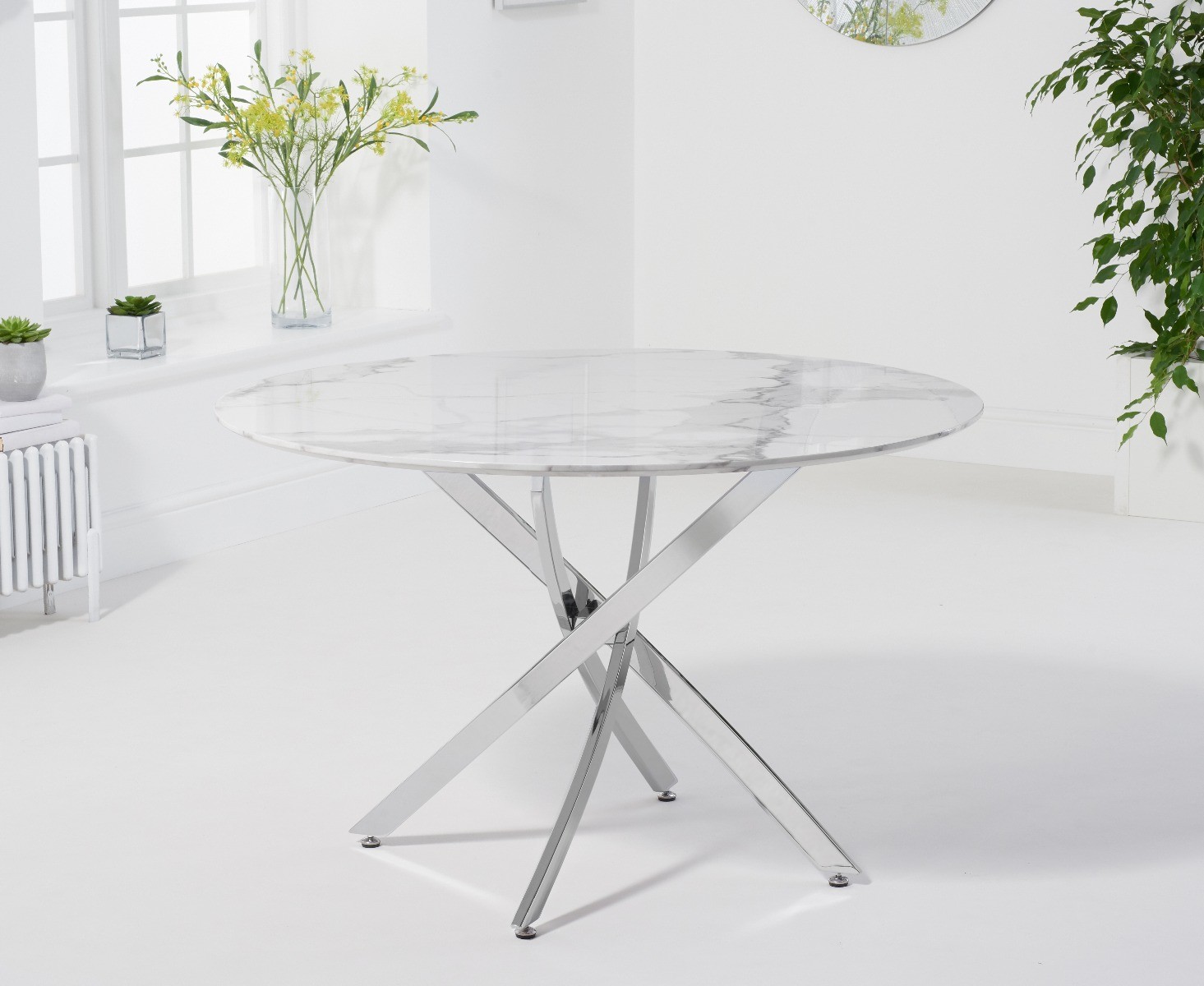 Photo 1 of Carter 120cm round white marble dining table