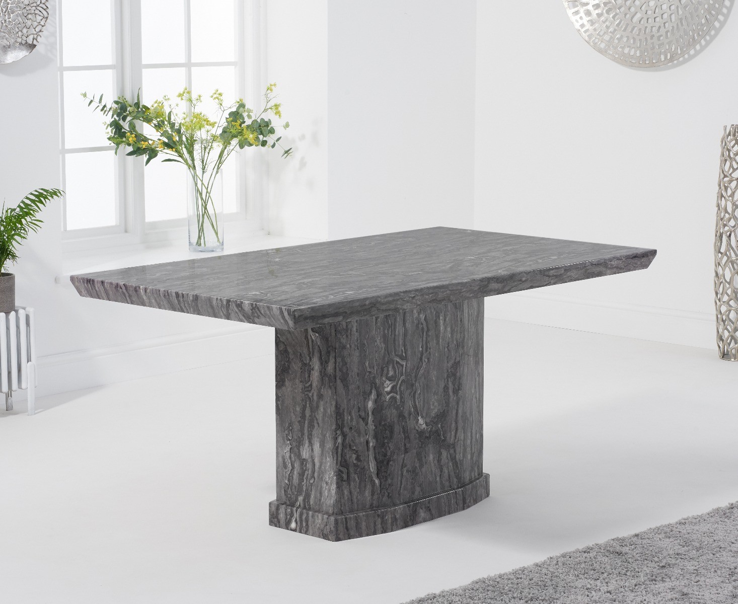 Photo 3 of Carvelle 160cm grey marble table with 6 grey sienna velvet chairs