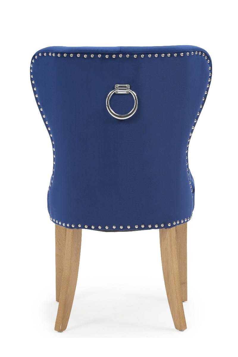Photo 5 of Knightsbridge studded blue velvet oak leg dining chairs