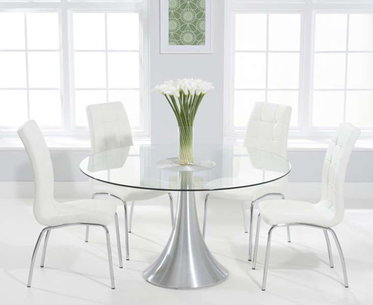 Paloma 135cm Round Glass Dining Table, Round Glass Dining Table And Chairs Uk