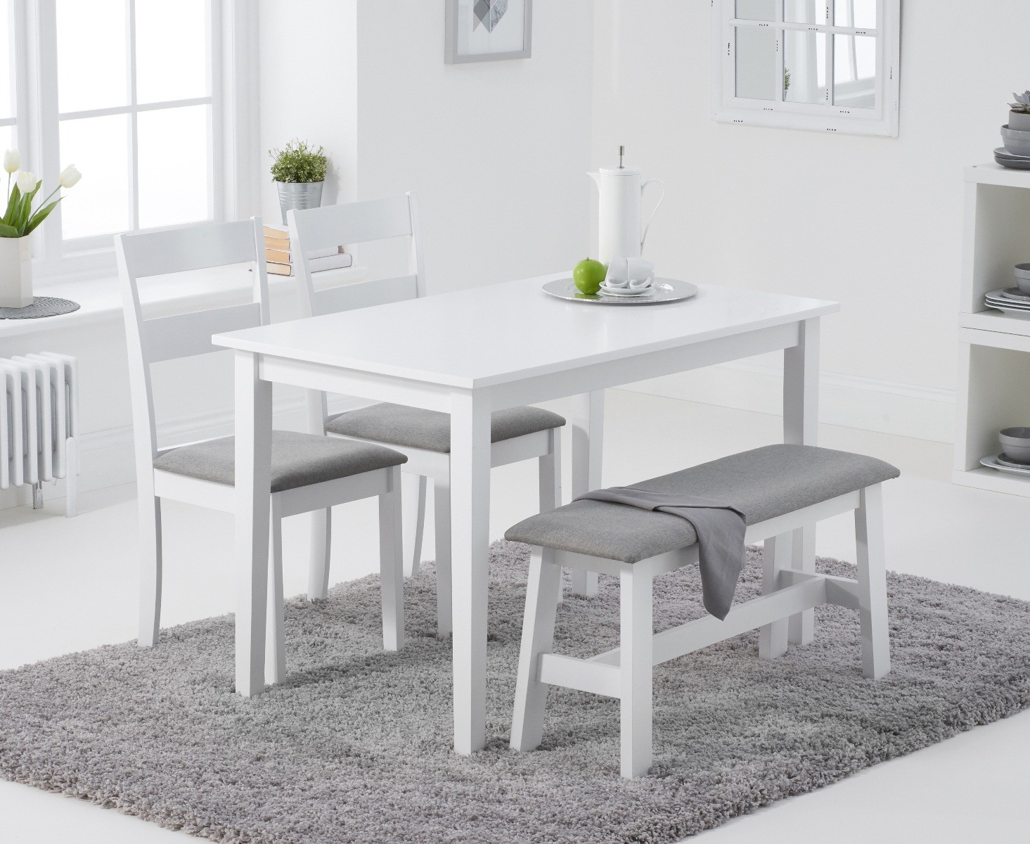 white table bench seat
