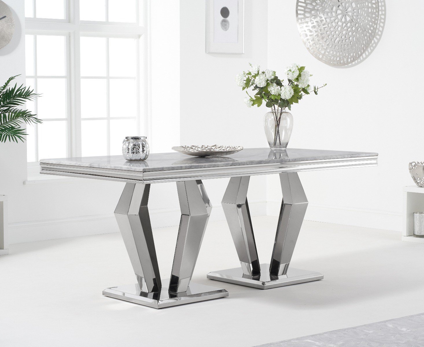 Product photograph of Viscount 180cm Marble Dining Table from Oak Furniture Superstore