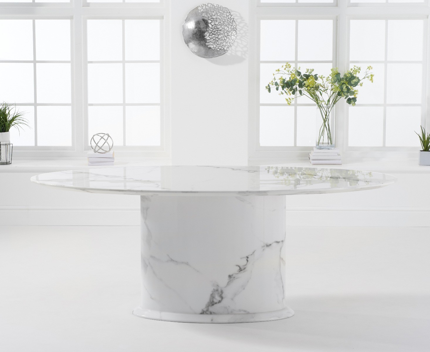 Photo 1 of Colby 200cm white oval marble dining table
