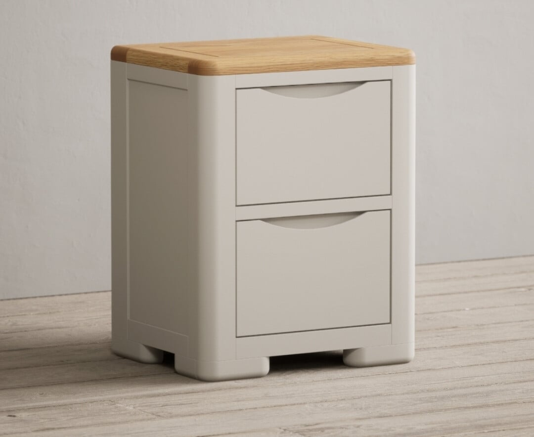 Alba Oak And Soft White Painted 2 Drawer Bedside Chest