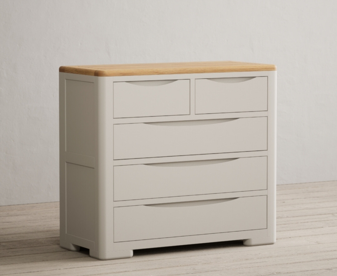 Alba Oak And Soft White Painted 2 Over 3 Chest Of Drawers