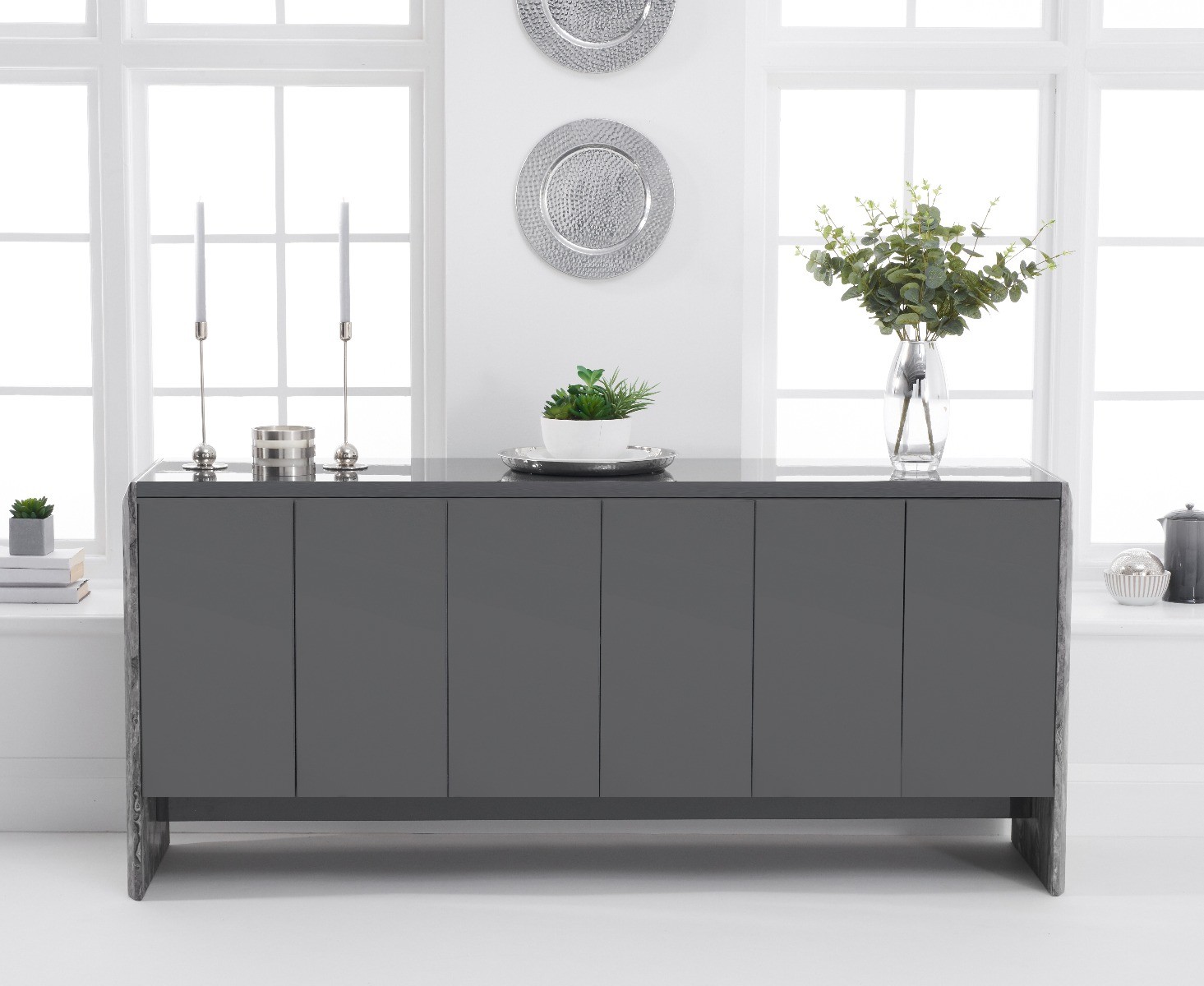 Product photograph of Salerno 180cm Grey Marble Sideboard from Oak Furniture Superstore