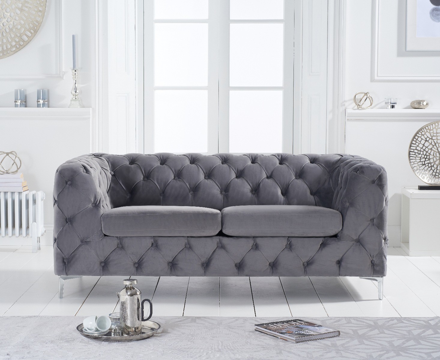 Photo 1 of Alara light grey velvet 2 seater sofa