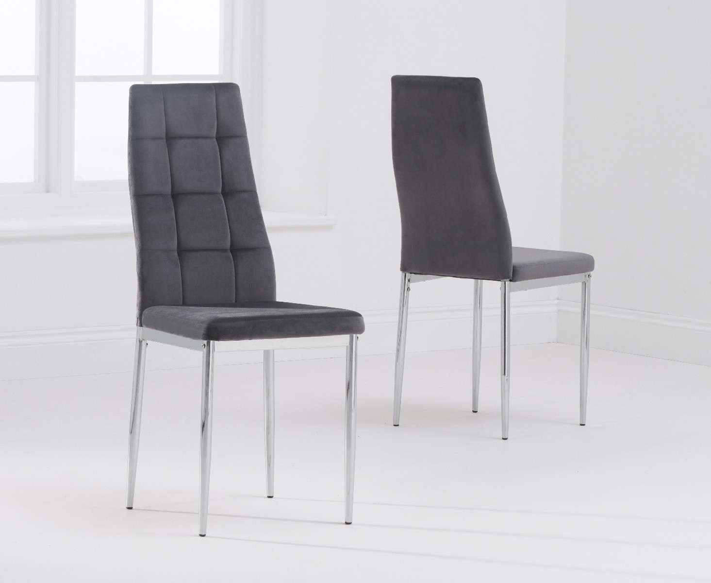 Product photograph of Angelo Grey Velvet Dining Chairs from Oak Furniture Superstore