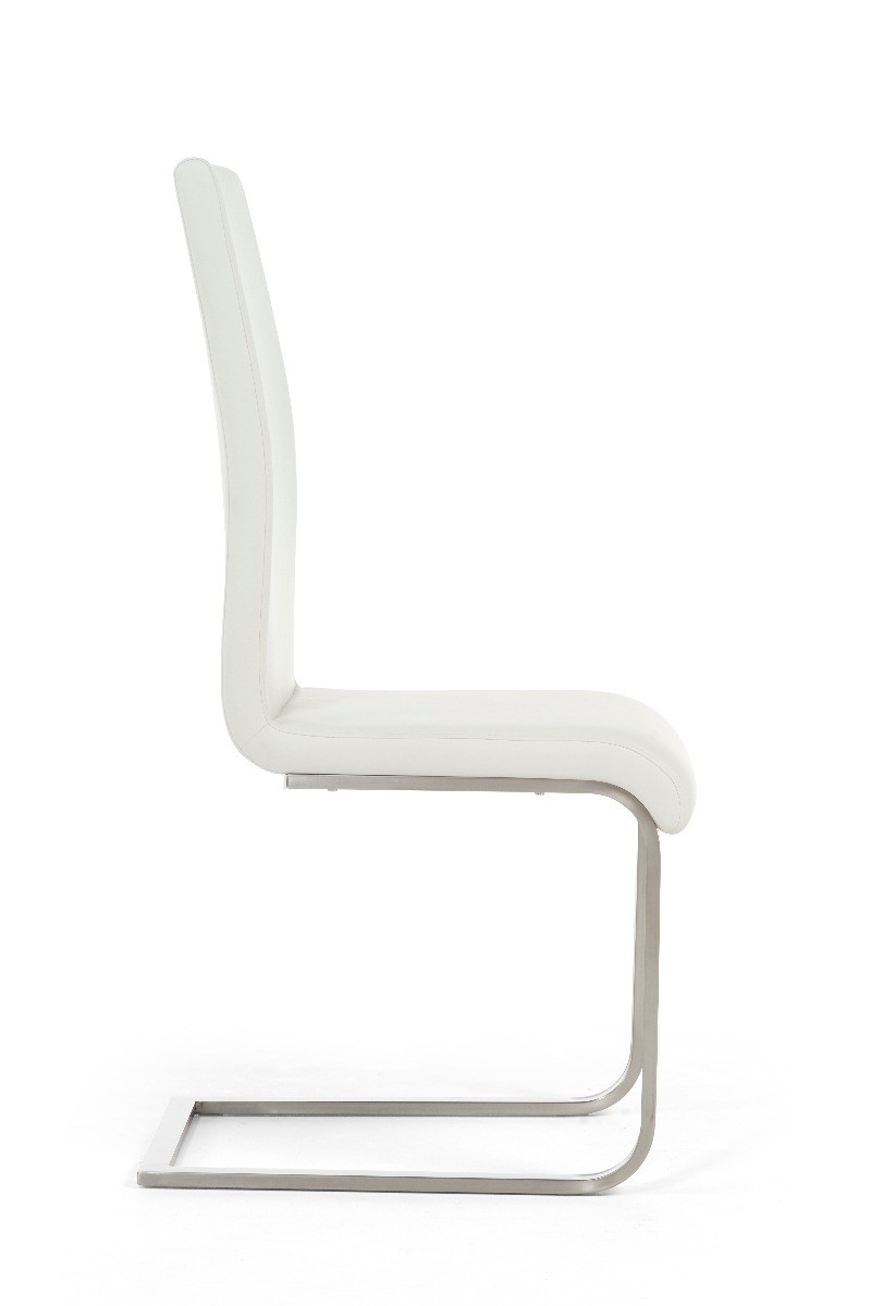 Photo 3 of Malaga white faux leather dining chairs