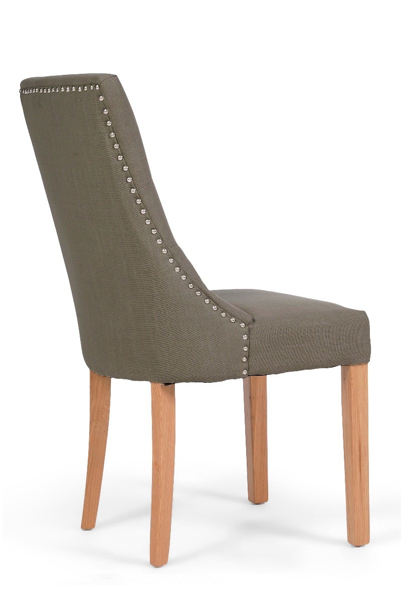 Photo 3 of Beatrix grey fabric oak leg dining chairs