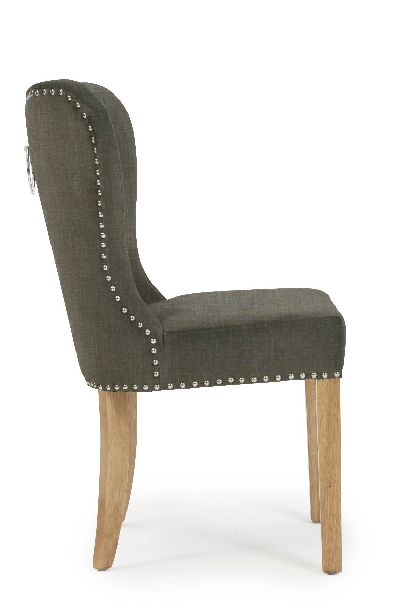 Photo 2 of Keswick studded grey fabric oak leg dining chairs