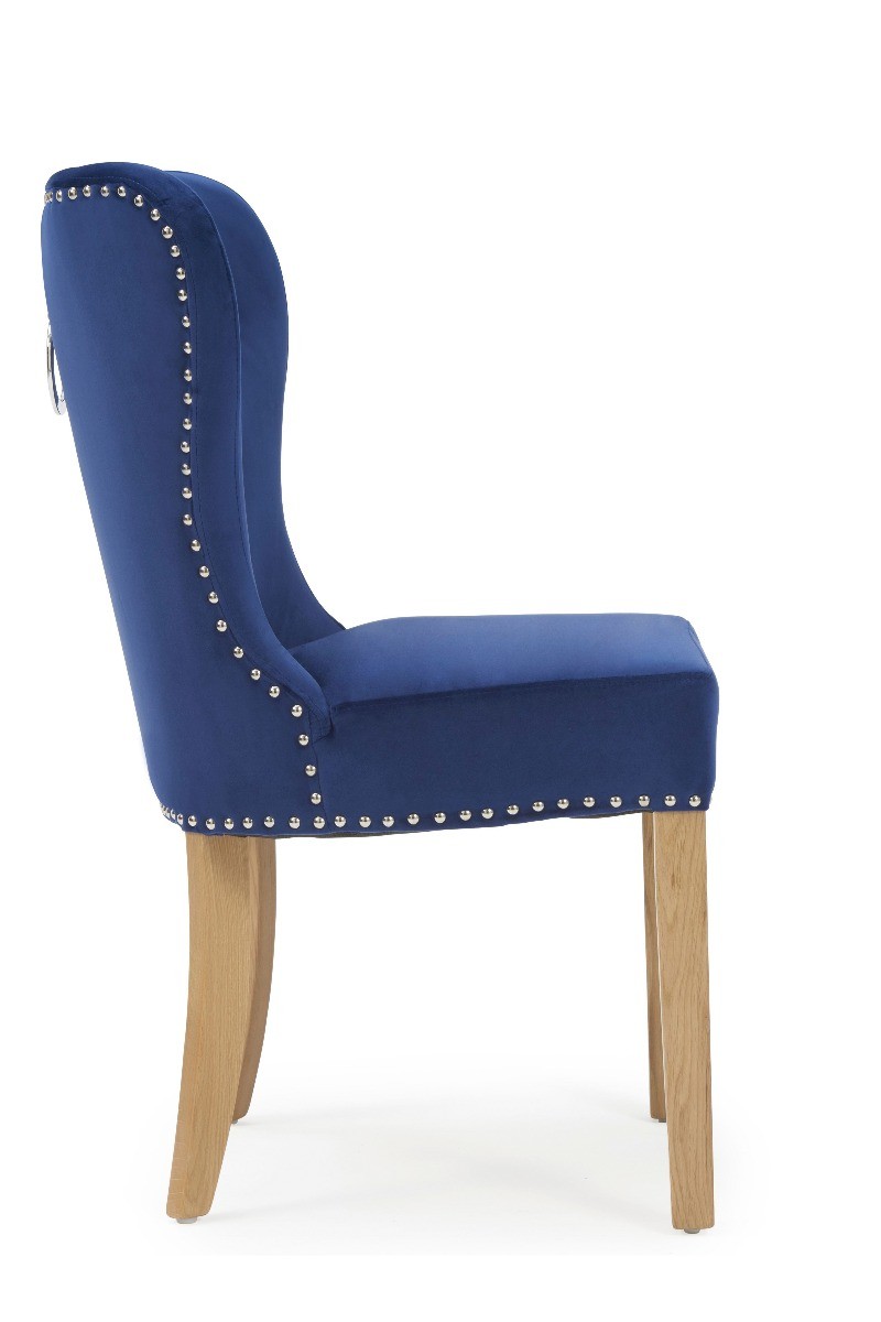 Photo 3 of Knightsbridge studded blue velvet oak leg dining chairs
