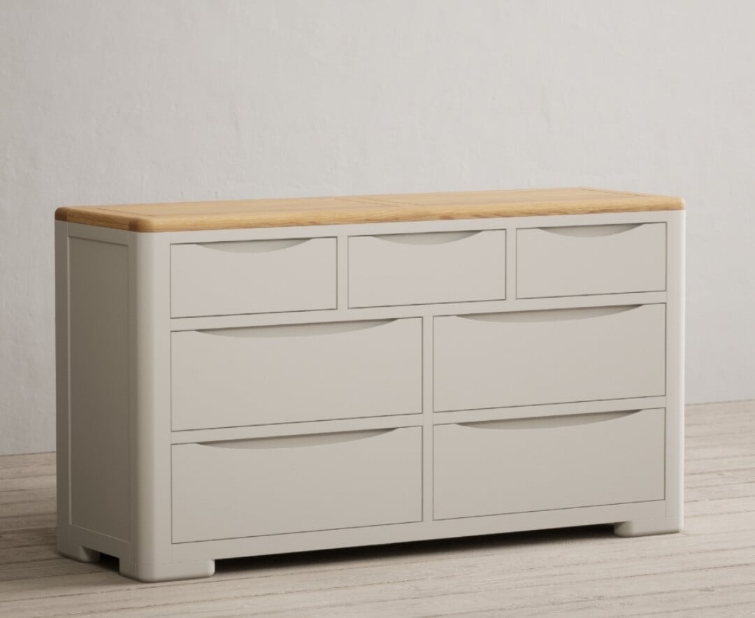Alba Oak And Soft White Painted Wide Chest Of Drawers
