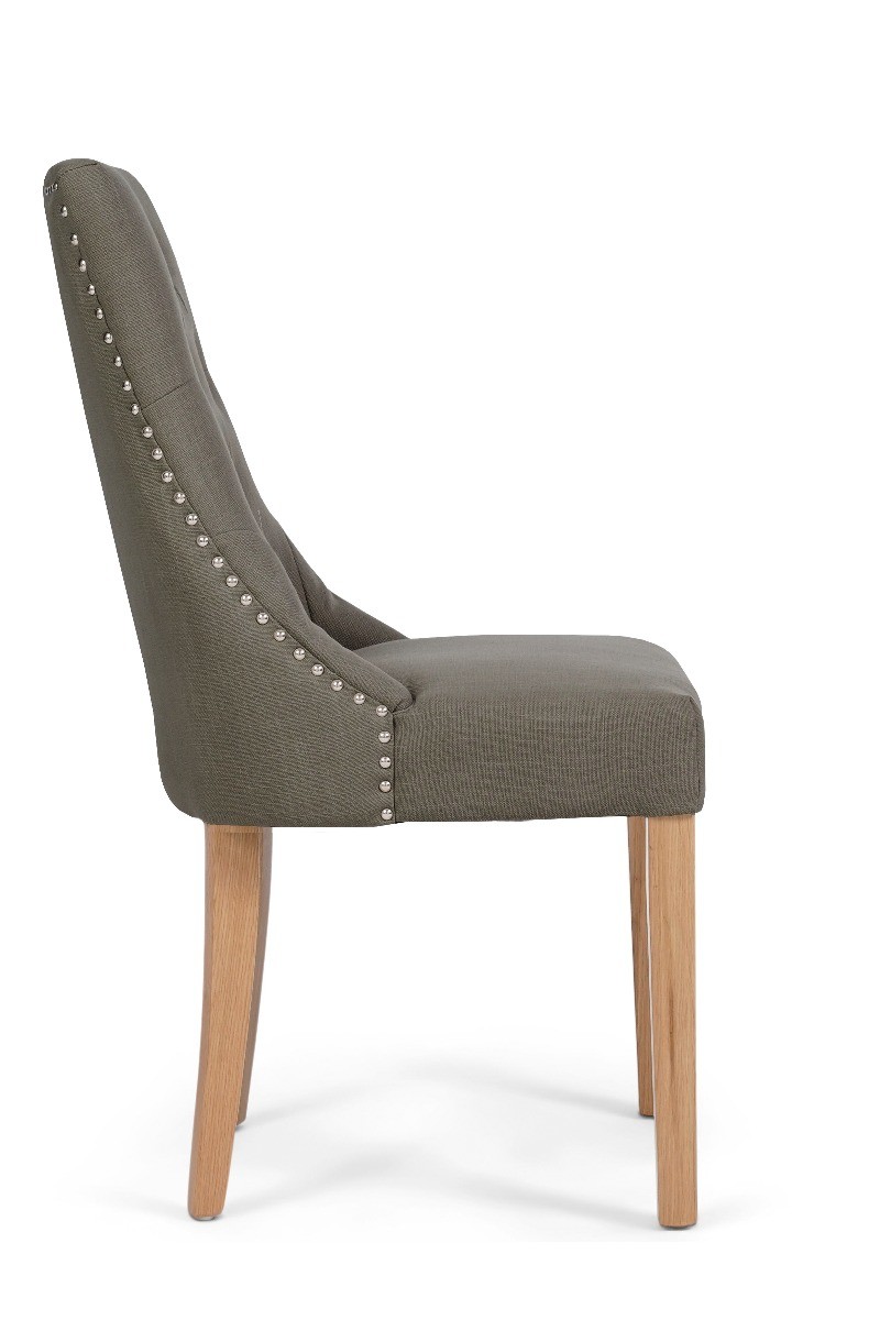 Photo 2 of Beatrix grey fabric oak leg dining chairs