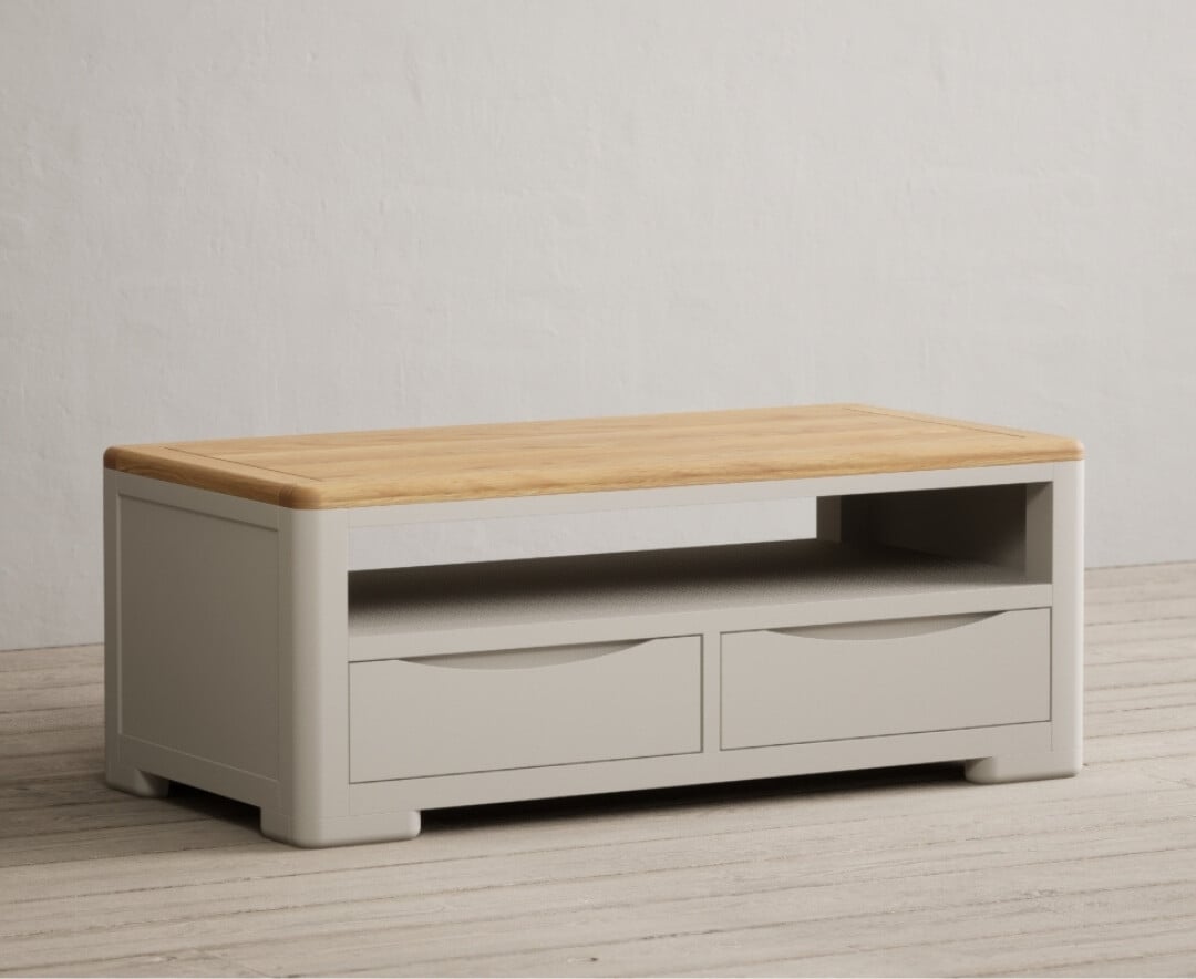 Alba Oak And Soft White Painted 4 Drawer Coffee Table